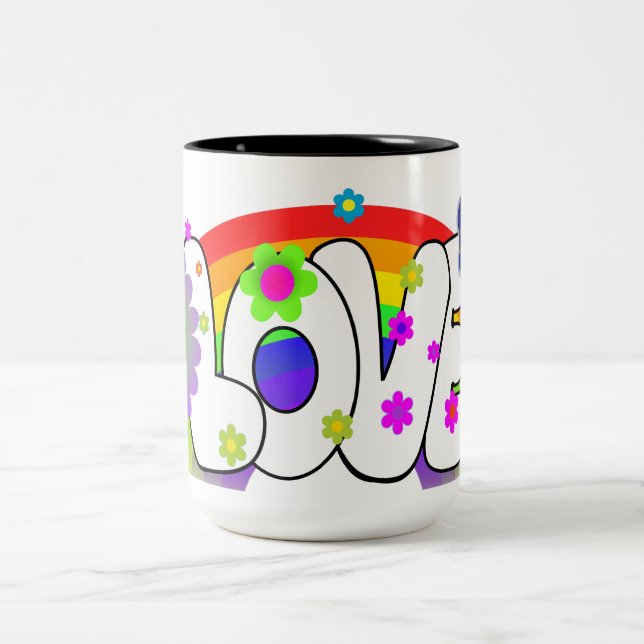 Rainbow Love Two-Tone Coffee Mug (Center)