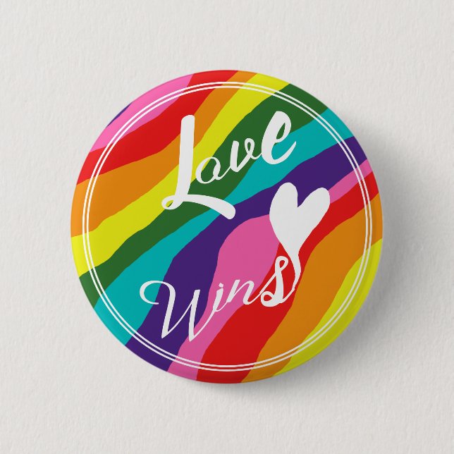 Rainbow Love Wins 6 Cm Round Badge (Front)