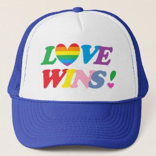 Rainbow Love Wins Heart Trucker Hat