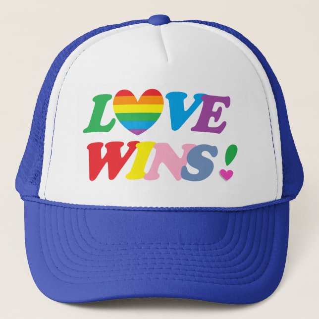 Rainbow Love Wins Heart Trucker Hat (Front)