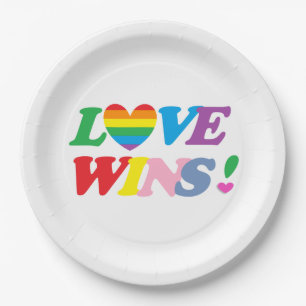 Rainbow Love Wins Paper Plate LGBT