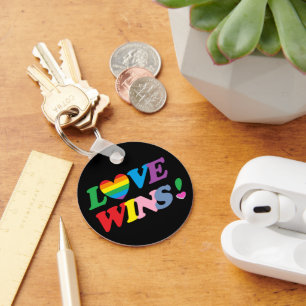 Rainbow Love Wins Pride Heart LGBT Key Ring