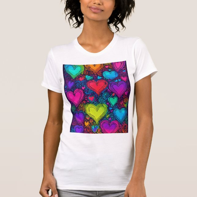 "Rainbow Love: Women's Bella Canvas White Tee  (Front)