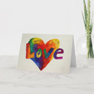 Rainbow Love Word Art Greeting Card or Note Cards