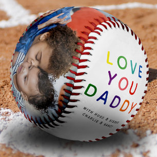 Rainbow 'LOVE YOU DADDY' Photo Collage Keepsake Baseball