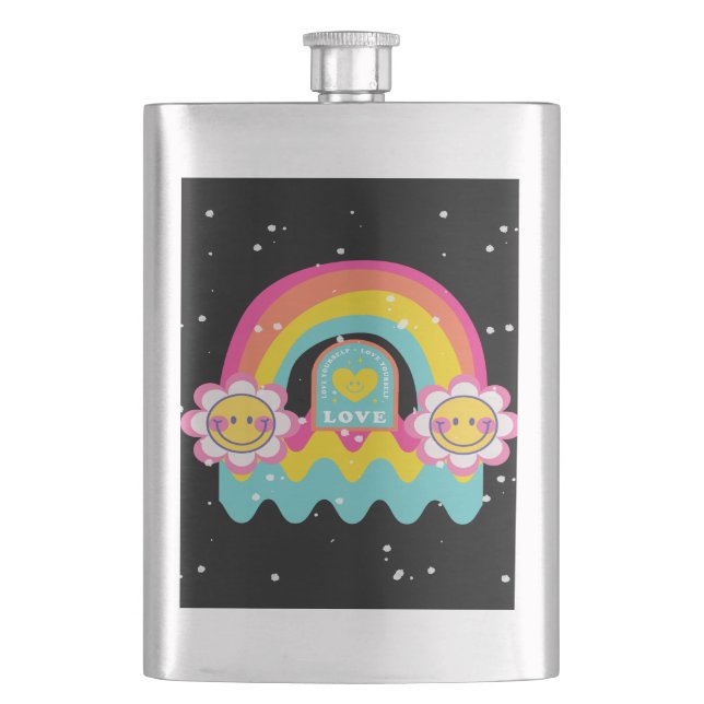 Rainbow Love yourself Hip Flask (Front)