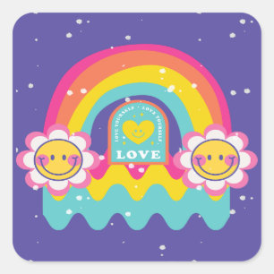 Rainbow Love yourself Square Sticker