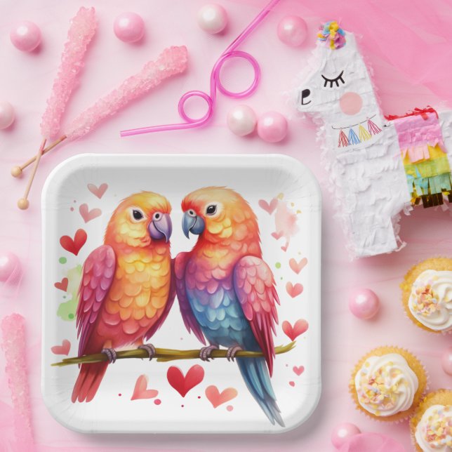 Rainbow Lovebirds  Paper Plate (Party)