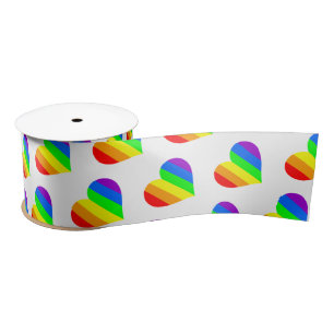 Rainbow Lover Hearts Satin Ribbon
