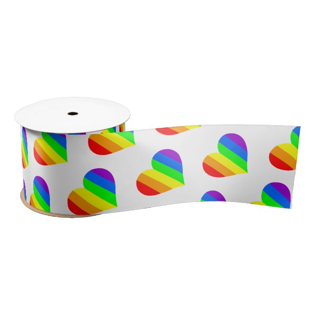 Rainbow Lover Hearts Satin Ribbon (Spool)
