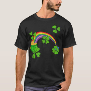 Rainbow Lucky Four Leaf Irish Shamrock St Patricks T-Shirt