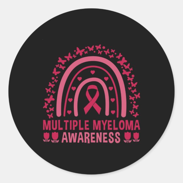 Rainbow Lymphoma Awareness Support 1 Classic Round Sticker (Front)
