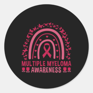 Rainbow Lymphoma Awareness Support 1  Classic Round Sticker