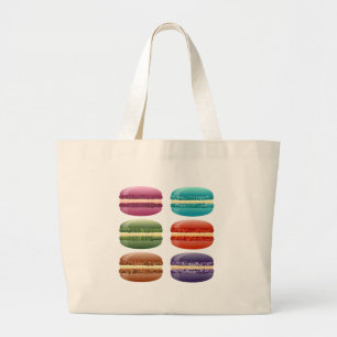 rainbow macarons large tote bag