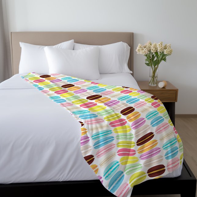 Rainbow Macarons Pattern Personalised Fleece Blanket (Creator Uploaded)