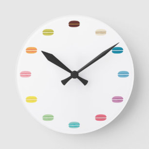 Rainbow Macarons Round Clock