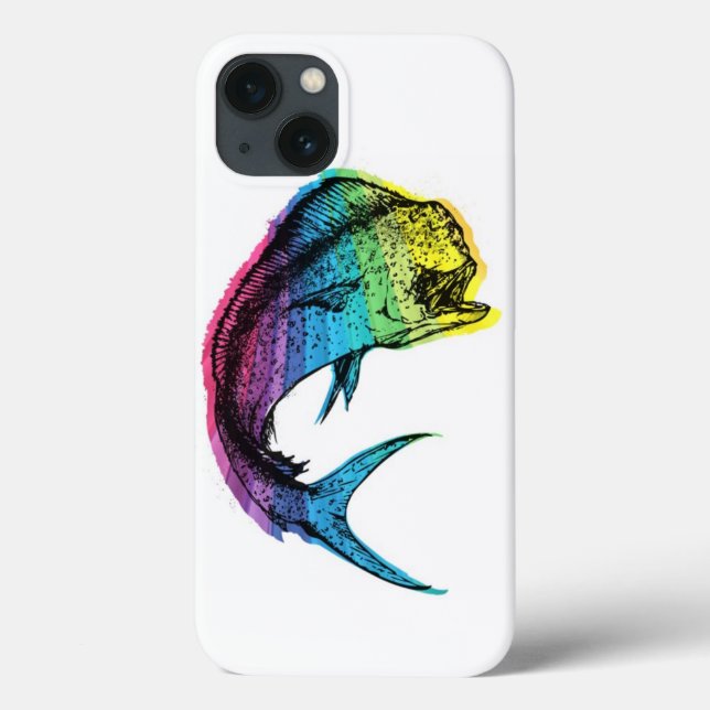 Rainbow Mahi Mahi on White Case-Mate iPhone Case (Back)