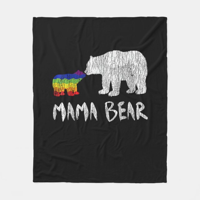 Rainbow Mama Bear Always Forever Love Support Prid Fleece Blanket (Front)