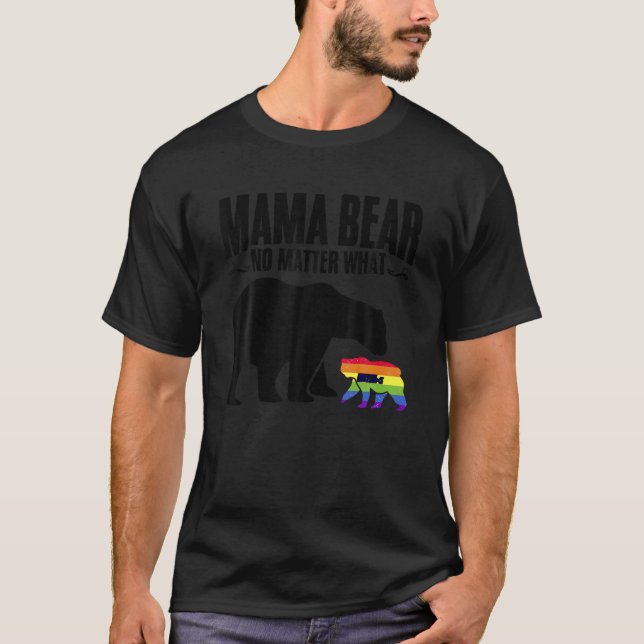Rainbow Mama Bear Pride Month LGBT Ally Proud Mum  T-Shirt (Front)