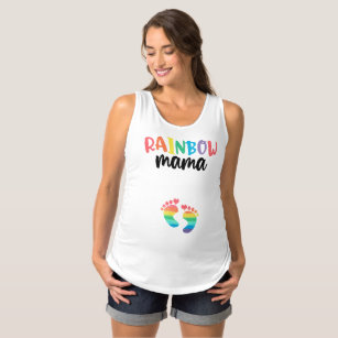 Rainbow Mama Pregnancy Tank, Baby Footprints Maternity Singlet