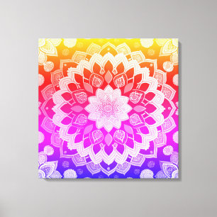 Rainbow Mandala Abstract Art Canvas Print