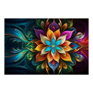 Rainbow Mandala Flower  Poster
