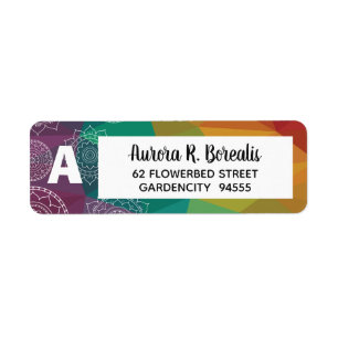 Rainbow mandala geometric address label return address label