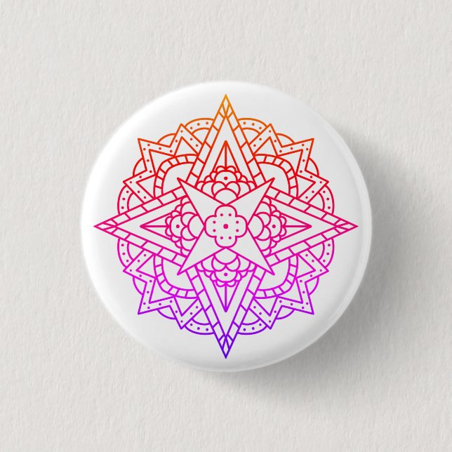Rainbow Mandala Geometrical Design 3 Cm Round Badge (Front)