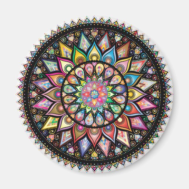 Rainbow Mandala Indian Magnet (Front)