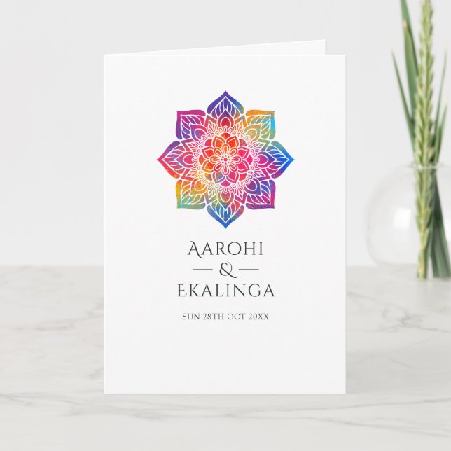 Rainbow Mandala Indian Wedding Program (Front)