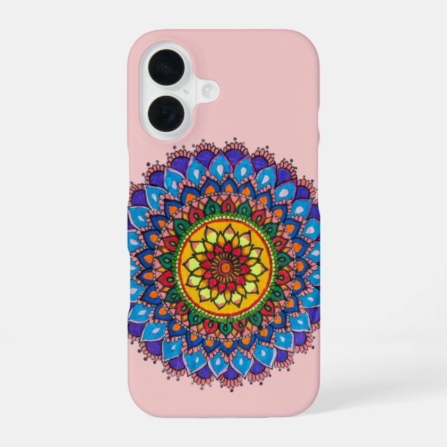 Rainbow Mandala Iphone16 Case  (Back)