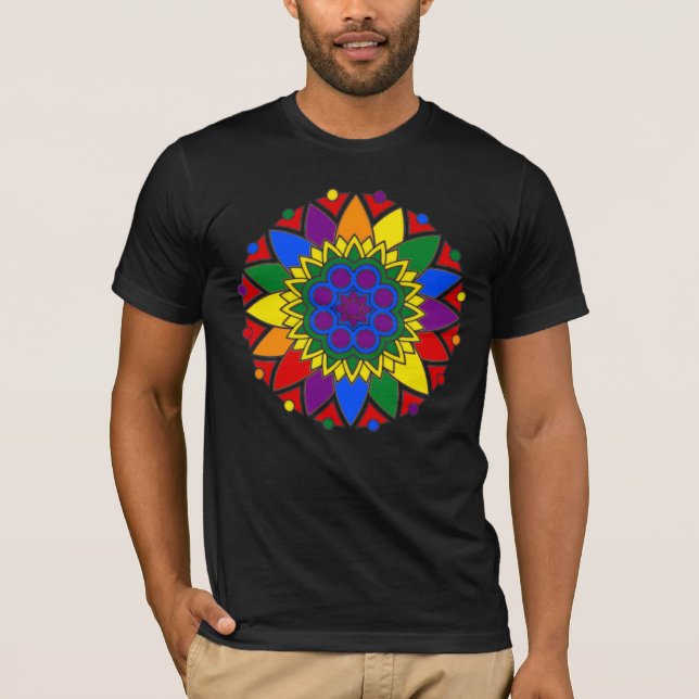 Rainbow Mandala LGBT Pride Flag Colours III T-Shirt (Front)