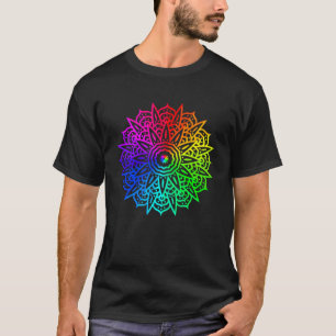 Rainbow Mandala Lotus Flower Sacred Geometry Yoga T-Shirt