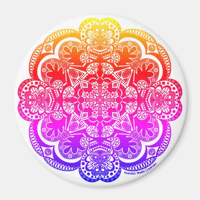 Rainbow Mandala Magnet (Front)