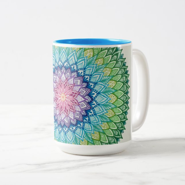 Rainbow Mandala Mug (Jumbo) (Front Right)