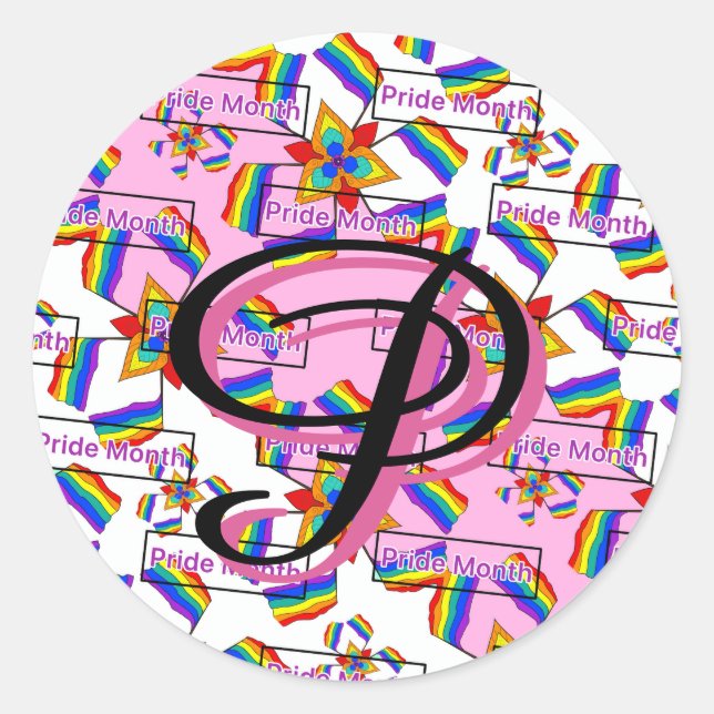 Rainbow Mandala Pride Monogram - Vibrant Geometric Classic Round Sticker (Front)