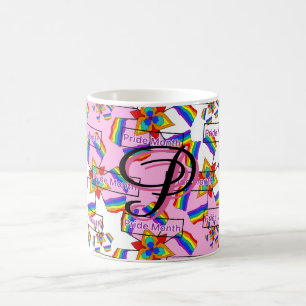 Rainbow Mandala Pride Monogram - Vibrant Geometric Coffee Mug