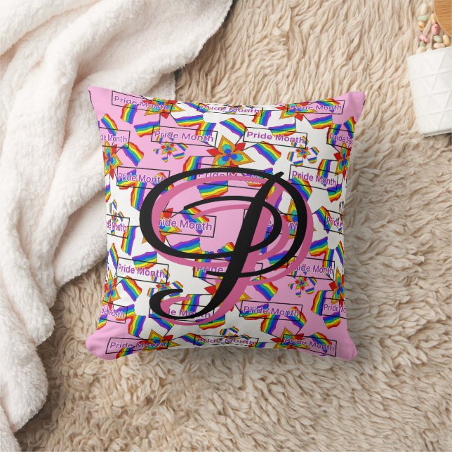 Rainbow Mandala Pride Monogram - Vibrant Geometric Cushion (Blanket)