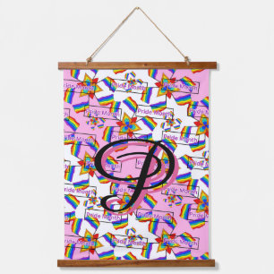Rainbow Mandala Pride Monogram - Vibrant Geometric Hanging Tapestry