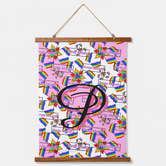 Rainbow Mandala Pride Monogram - Vibrant Geometric Hanging Tapestry (Front)