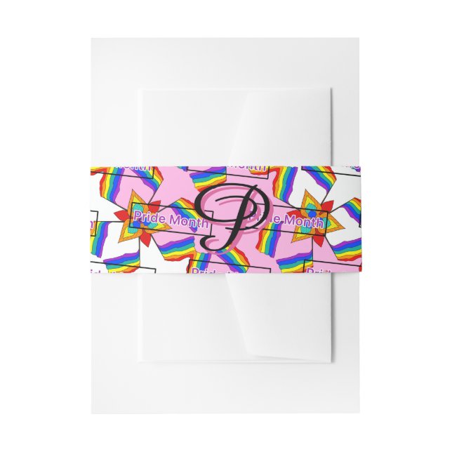 Rainbow Mandala Pride Monogram - Vibrant Geometric Invitation Belly Band (Front Example)