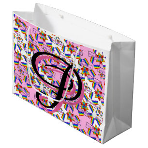 Rainbow Mandala Pride Monogram - Vibrant Geometric Large Gift Bag