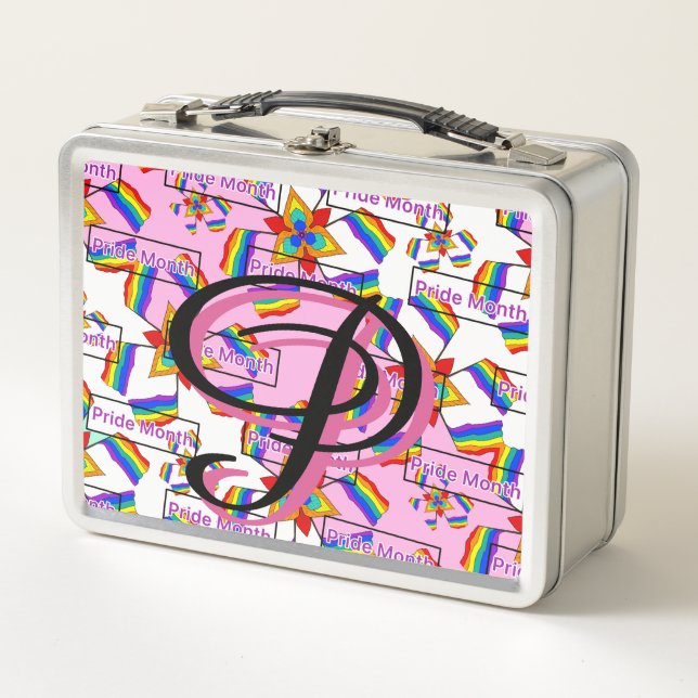 Rainbow Mandala Pride Monogram - Vibrant Geometric Metal Lunch Box (Front)