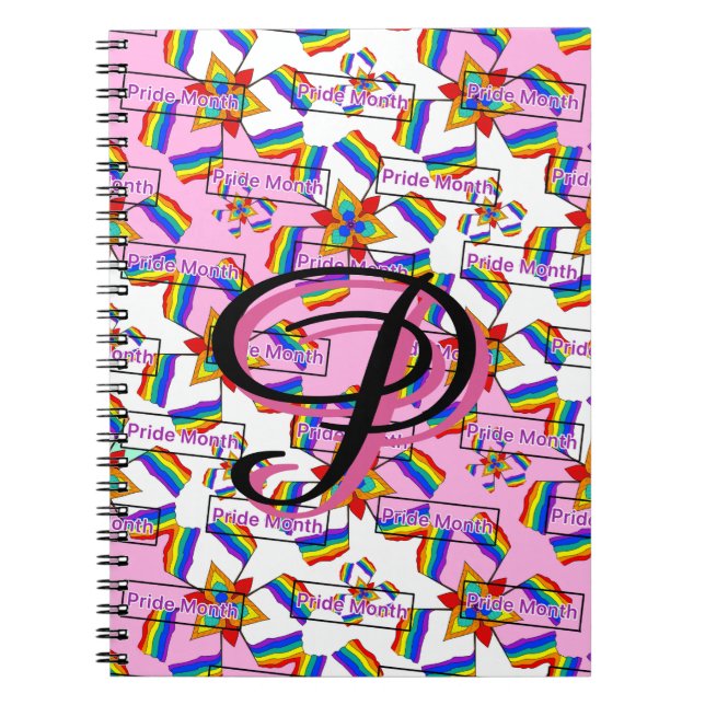 Rainbow Mandala Pride Monogram - Vibrant Geometric Notebook (Front)