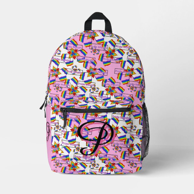 Rainbow Mandala Pride Monogram - Vibrant Geometric Printed Backpack (Front)