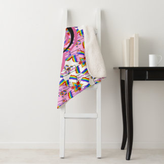 Rainbow Mandala Pride Monogram - Vibrant Geometric Sherpa Blanket