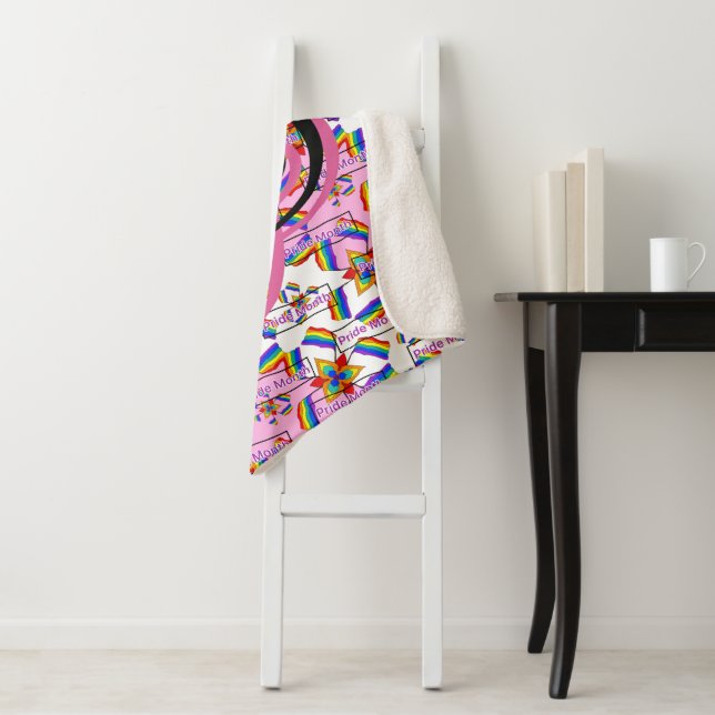 Rainbow Mandala Pride Monogram - Vibrant Geometric Sherpa Blanket (In Situ)