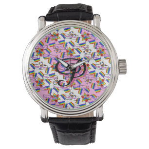 Rainbow Mandala Pride Monogram - Vibrant Geometric Watch