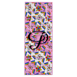 Rainbow Mandala Pride Monogram - Vibrant Geometric Wine Gift Bag