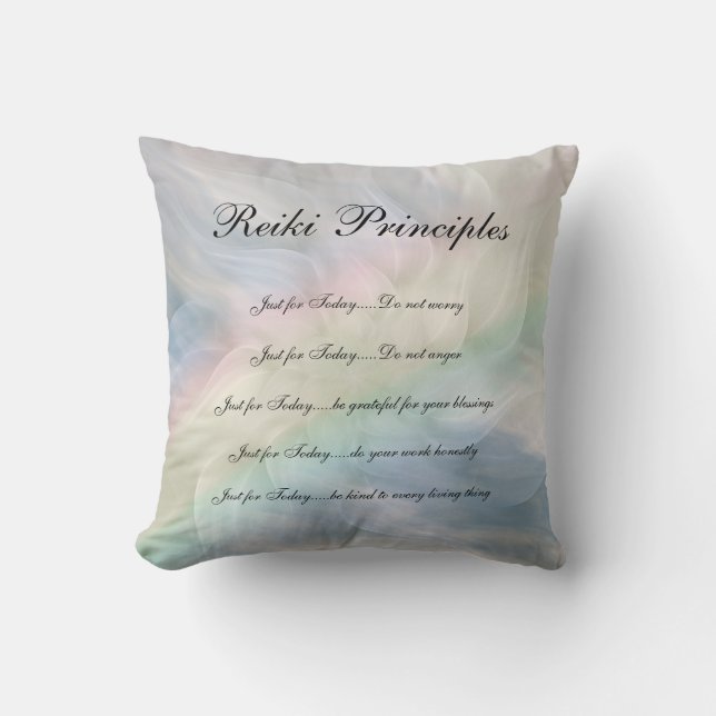 Rainbow Mandala Reiki Principles Cushion (Front)